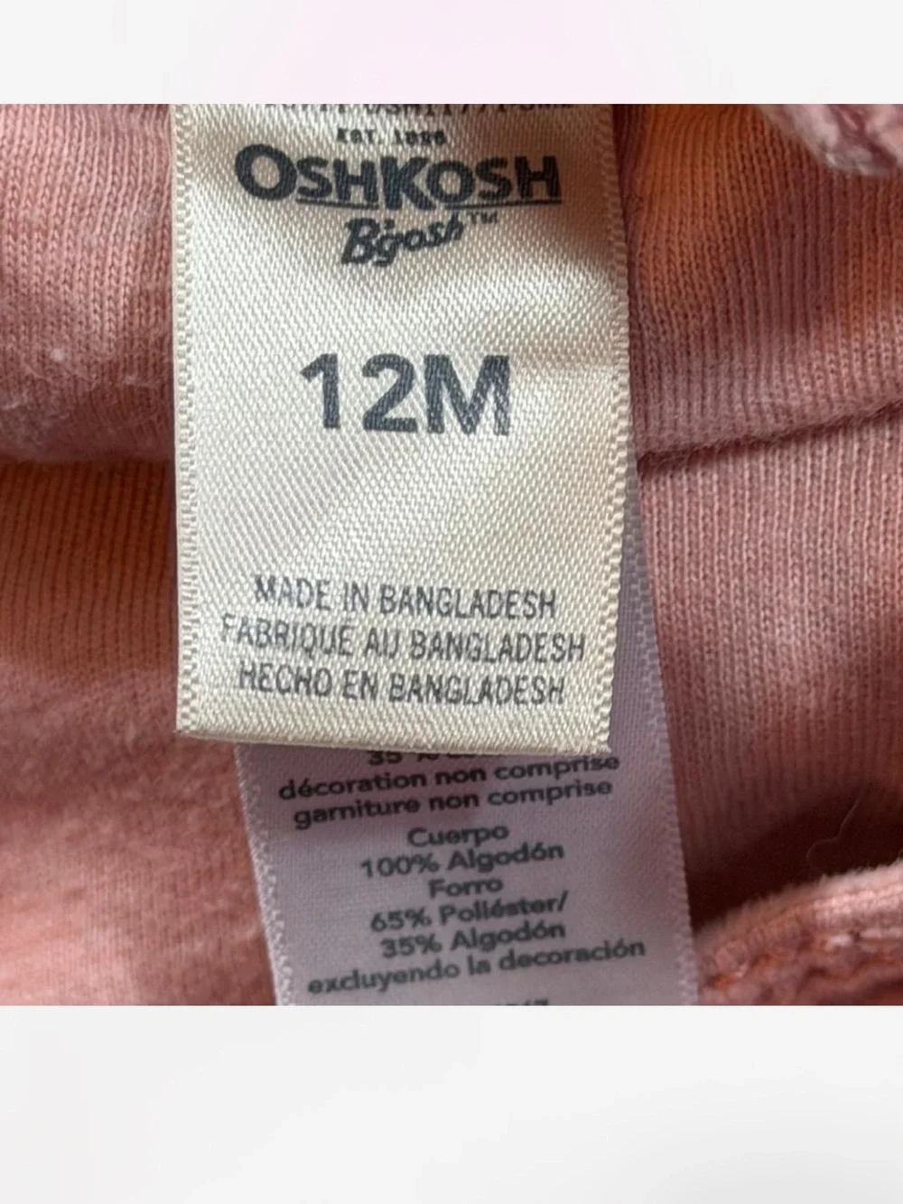 OshKosh B’gosh Pink Corduroy Overalls 12M Baby Girl Vestbak